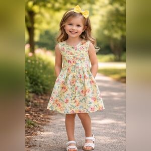 Penelope Mack Yellow Floral 4t Dress